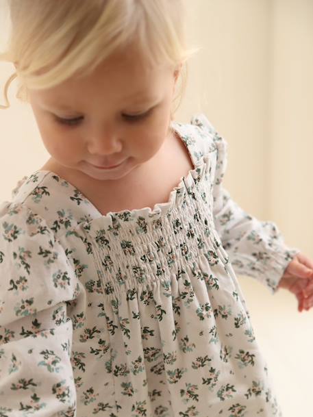 Robe à smocks bébé fleuri blanc 8 - vertbaudet enfant 