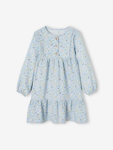 Robe volantée à fleurs fille détail matelassé fantaisie bleu ciel 2 - vertbaudet enfant 