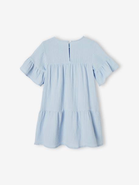 Robe en gaze de coton fille bleu ciel+framboise 3 - vertbaudet enfant 