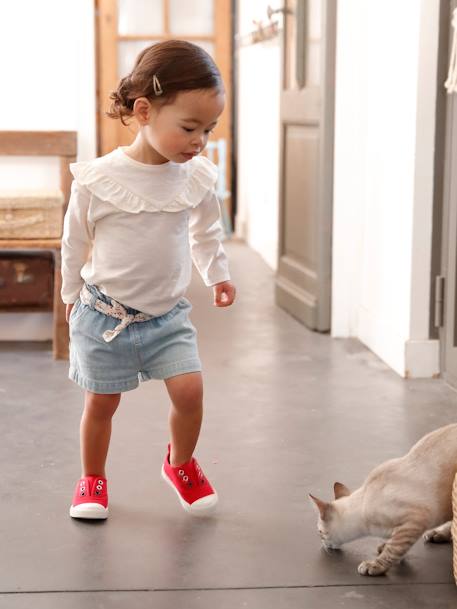 Short paperbag avec  ceinture bébé denim bleached 9 - vertbaudet enfant 