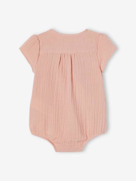 Body bébé personnalisable en gaze de coton ouverture naissance rose poudré 2 - vertbaudet enfant 