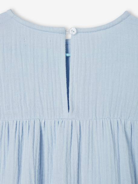 Robe en gaze de coton fille bleu ciel 5 - vertbaudet enfant 