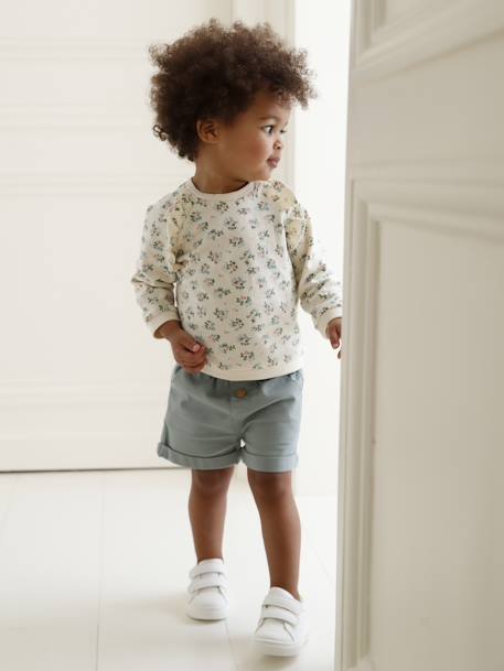 Short taille élastiquée bébé argile+rose pâle+vert céladon 15 - vertbaudet enfant 