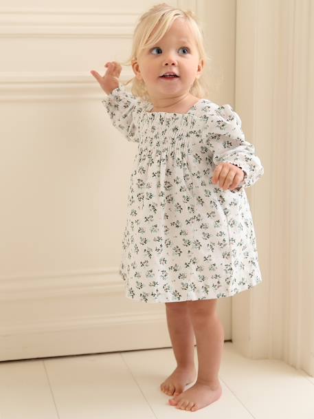 Bébé-Robe à smocks bébé fleuri