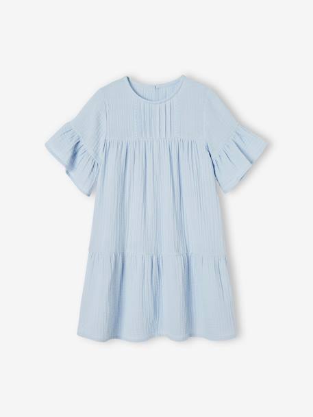 Robe en gaze de coton fille bleu ciel 2 - vertbaudet enfant 