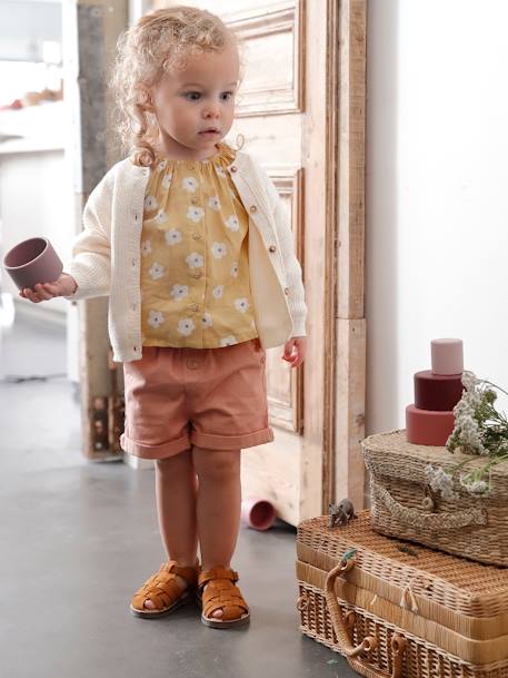 Short taille élastiquée bébé argile+rose pâle+vert céladon 4 - vertbaudet enfant 