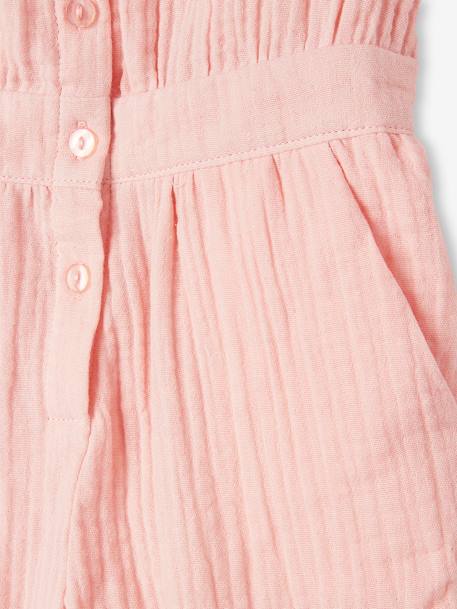 Combinaison longue cérémonie en gaze de coton fille col en broderie anglaise rose pâle 5 - vertbaudet enfant 