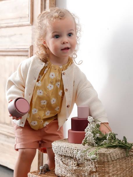 Short taille élastiquée bébé argile+rose pâle+vert céladon 3 - vertbaudet enfant 