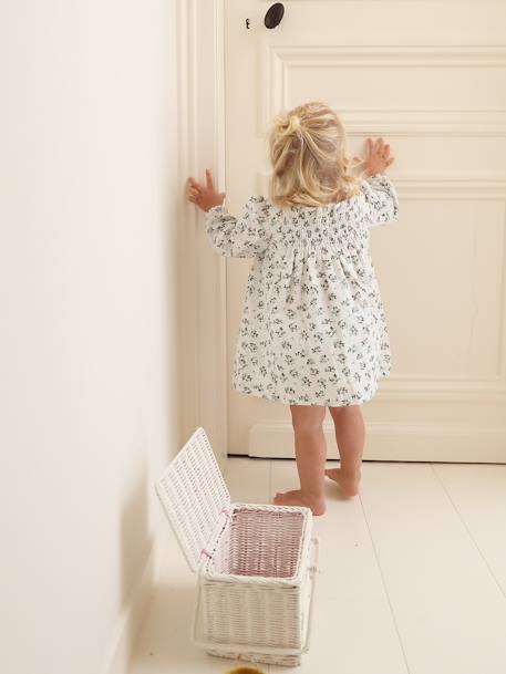 Robe à smocks bébé fleuri blanc 10 - vertbaudet enfant 