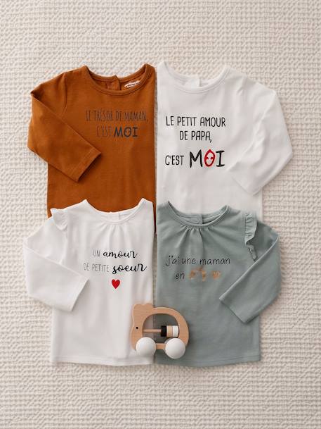 T-shirt manches longues bébé col claudine beige clair - Vertbaudet