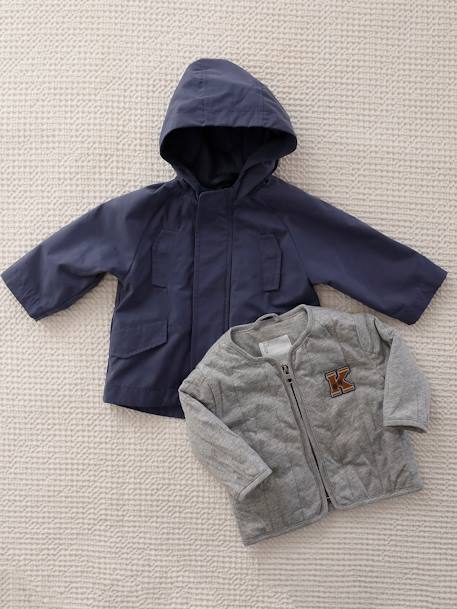 Parka 3 en 1 bébé avec blouson amovible en molleton bleu ardoise 1 - vertbaudet enfant 