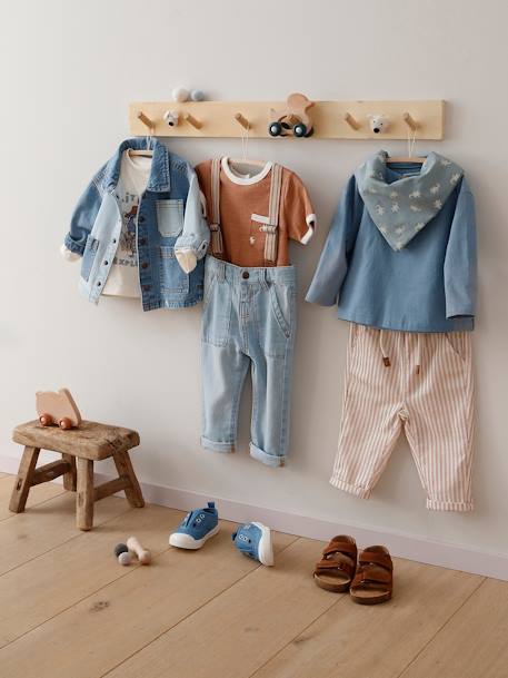 Jean en denim bébé avec bretelles amovibles denim bleached 8 - vertbaudet enfant 