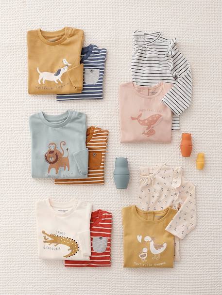 Lot de 2 T-shirts basics bébé motif animal et rayé bronze 6 - vertbaudet enfant 