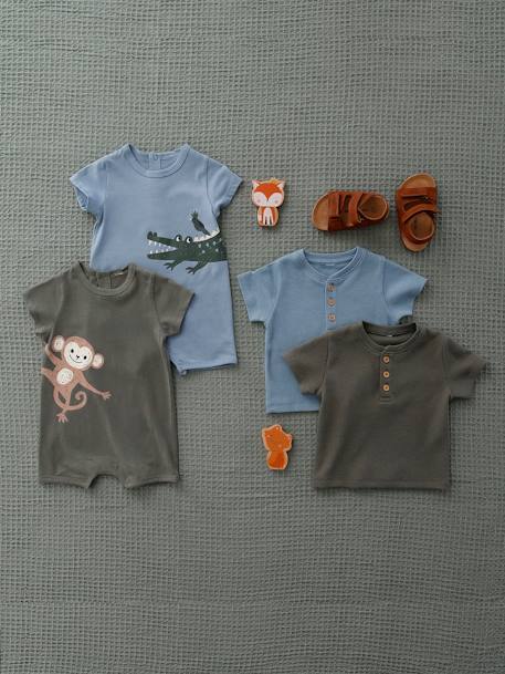 T-shirt tunisien nid d’abeille bébé camel+kaki 9 - vertbaudet enfant 