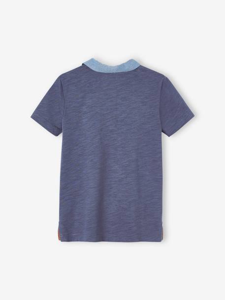 Polo à rayures placées garçon détails en chambray bleu ardoise 2 - vertbaudet enfant 