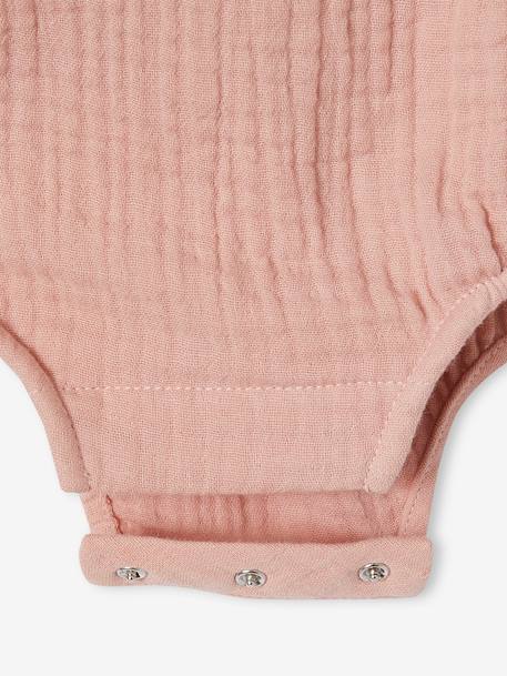 Body bébé personnalisable en gaze de coton ouverture naissance rose poudré 3 - vertbaudet enfant 