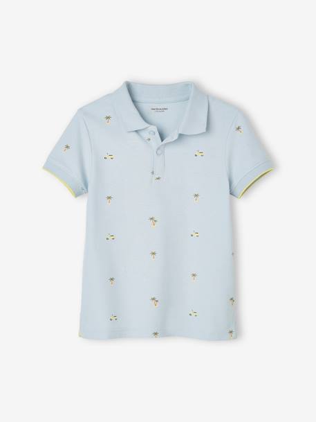 Polo imprimé garçon en maille piquée bleu imprimé+écru 4 - vertbaudet enfant 