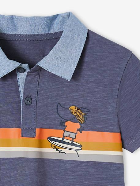 Polo à rayures placées garçon détails en chambray bleu ardoise 3 - vertbaudet enfant 