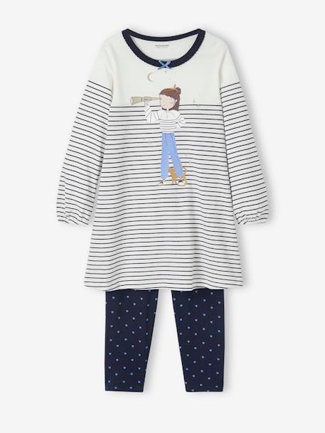 Chemise de nuit marinière "égérie" + legging imprimé coeurs  - vertbaudet enfant