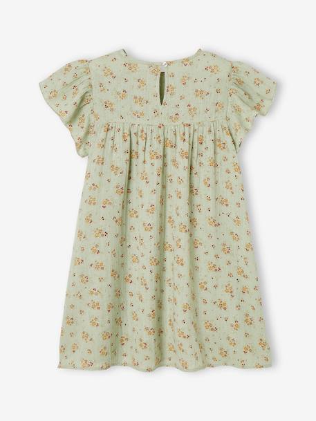 Robe fille en gaze de coton imprimée manches papillon tomette+vert d'eau 8 - vertbaudet enfant 