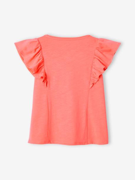 T-shirt à volants fille corail+pêche+vert sauge 2 - vertbaudet enfant 