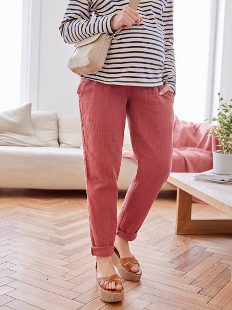 Pantalon de grossesse en gaze de coton marine+terracotta+Vert 7 - vertbaudet enfant 