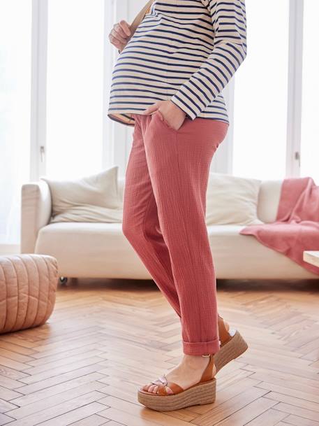 Pantalon de grossesse en gaze de coton marine+terracotta+Vert 9 - vertbaudet enfant 