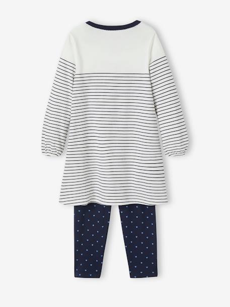 Chemise de nuit marinière 'égérie' + legging imprimé coeurs marine 2 - vertbaudet enfant 