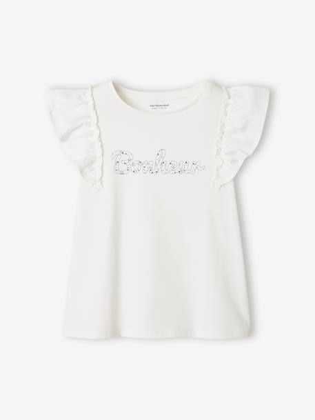 Tee-shirt volanté fille. écru 1 - vertbaudet enfant 