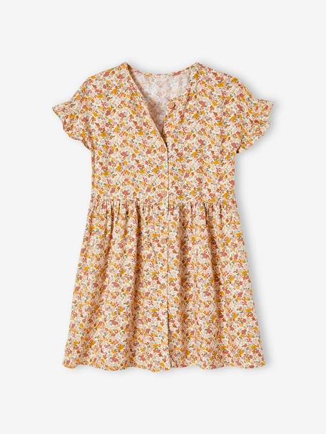 Robe boutonnée à fleurs fille bleu+bleu azur+écru+marine 10 - vertbaudet enfant 