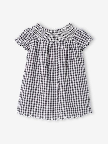 Robe vichy bébé avec smocks gris 2 - vertbaudet enfant 