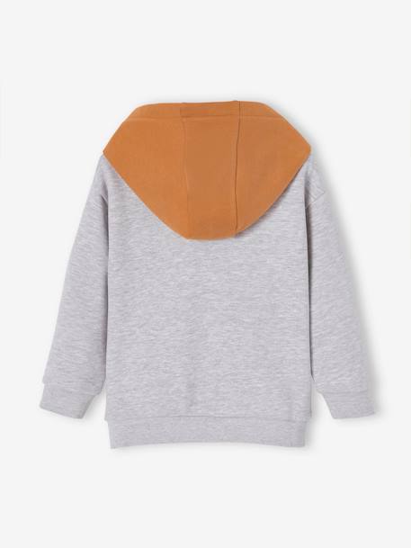 Sweat zippé à capuche sport color block garçon gris chiné+vert d'eau 2 - vertbaudet enfant 