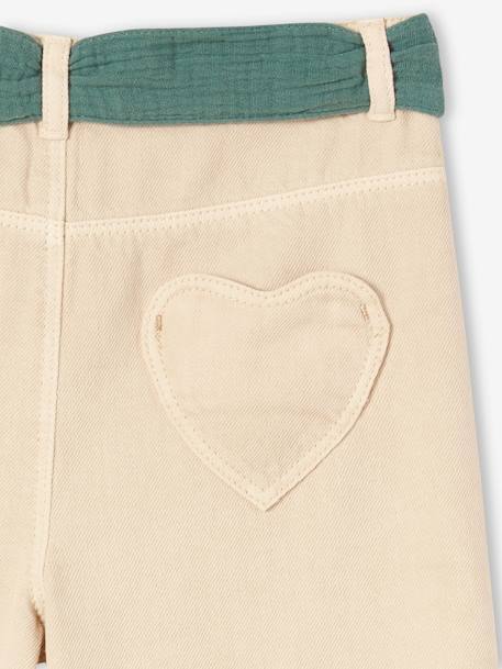 Pantalon évasé fille avec ceinture en gaze de coton écru+encre 4 - vertbaudet enfant 