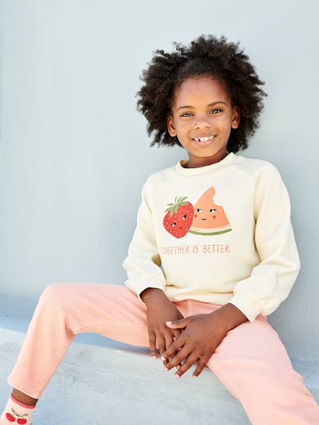 Sweat motifs fruits fille écru 5 - vertbaudet enfant 