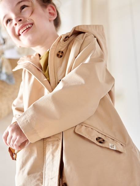 Trench à capuche mi-saison fille beige+kaki 8 - vertbaudet enfant 