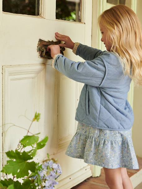 Veste matelassée en chambray fille doublure fleurie double stone 9 - vertbaudet enfant 