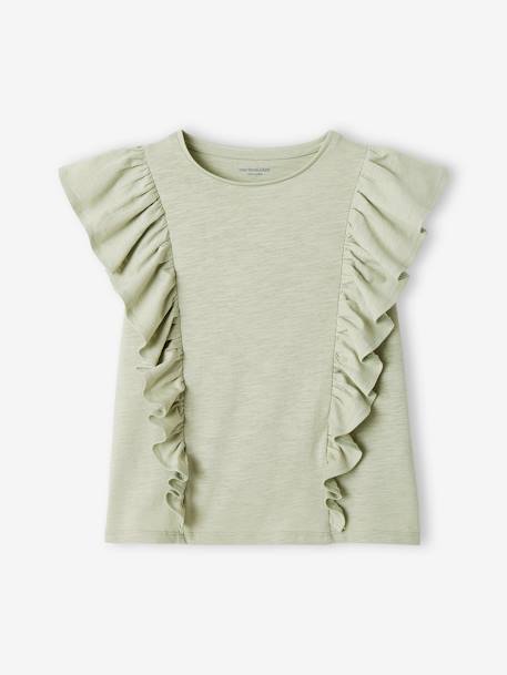 T-shirt à volants fille corail+pêche+vert sauge 9 - vertbaudet enfant 