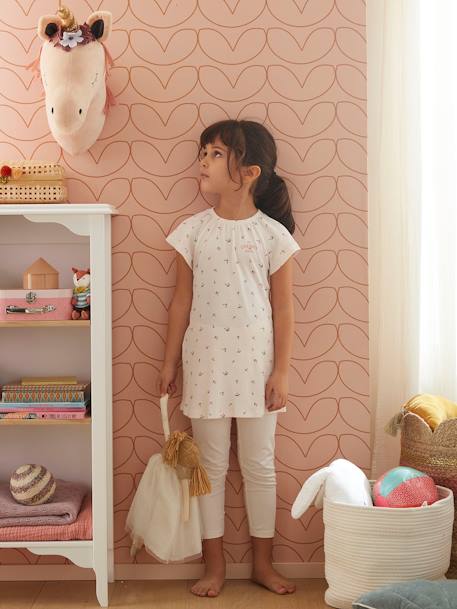 Chemise de nuit en maille côtelée 'cerises' + legging uni fille rose nude 1 - vertbaudet enfant 