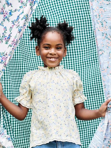 Blouse à fleurs fille détails en broderie anglaise écru 2 - vertbaudet enfant 