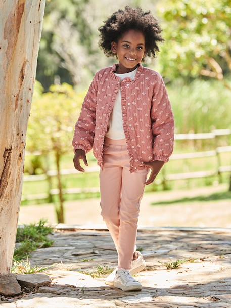 Blouson matelassée motifs fleurs fille tomette+vert imprimé 2 - vertbaudet enfant 