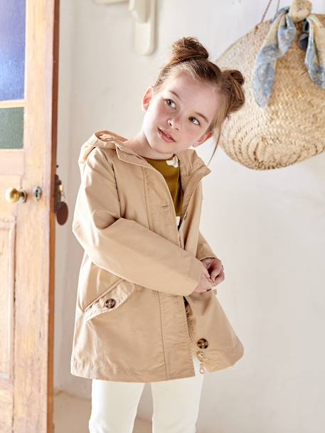 Trench à capuche mi-saison fille beige+kaki 7 - vertbaudet enfant 