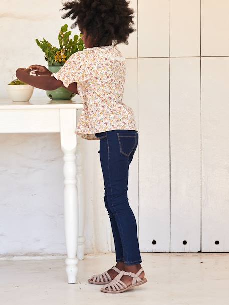 Chemise à fleurs col claudine fille manches courtes écru 8 - vertbaudet enfant 