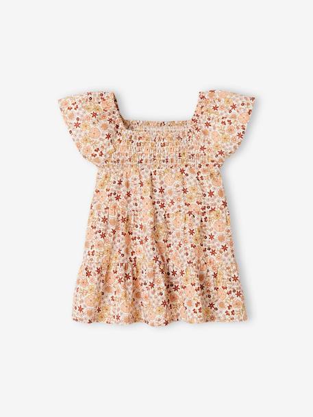 Robe fleurie bébé avec smocks écru 1 - vertbaudet enfant 