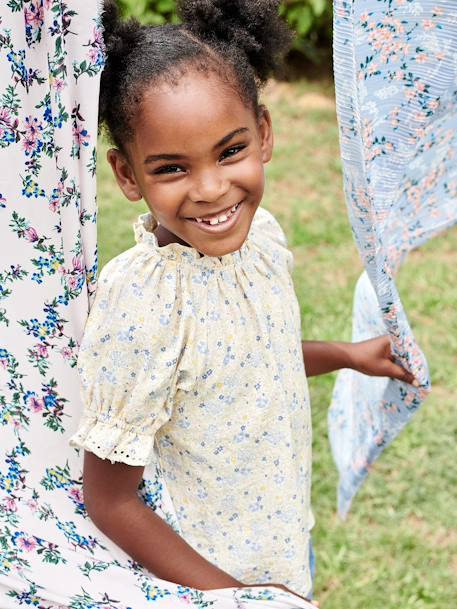 Blouse à fleurs fille détails en broderie anglaise écru 3 - vertbaudet enfant 