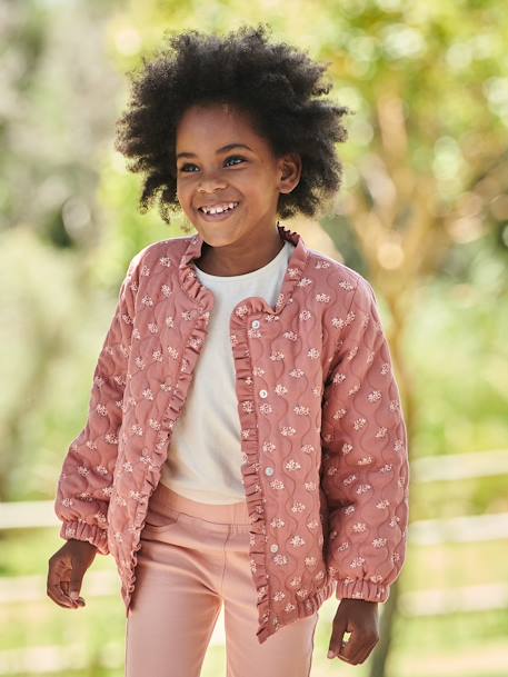 Blouson matelassée motifs fleurs fille tomette+vert imprimé 7 - vertbaudet enfant 