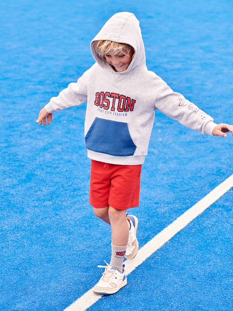 Sweat à capuche sport motif team Boston garçon gris chiné 6 - vertbaudet enfant 