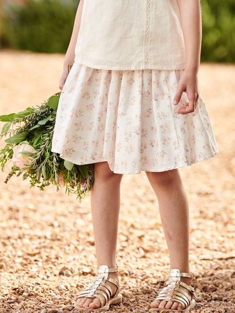 Jupe de cérémonie à fleurs fille blanc imprimé+écru 10 - vertbaudet enfant 