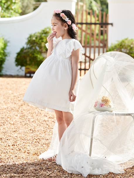 Robe de cérémonie détails broderie anglaise fille écru 2 - vertbaudet enfant 