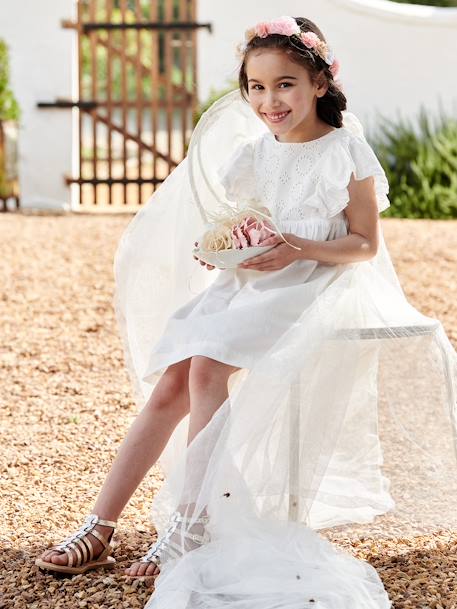 Robe de cérémonie détails broderie anglaise fille écru 1 - vertbaudet enfant 