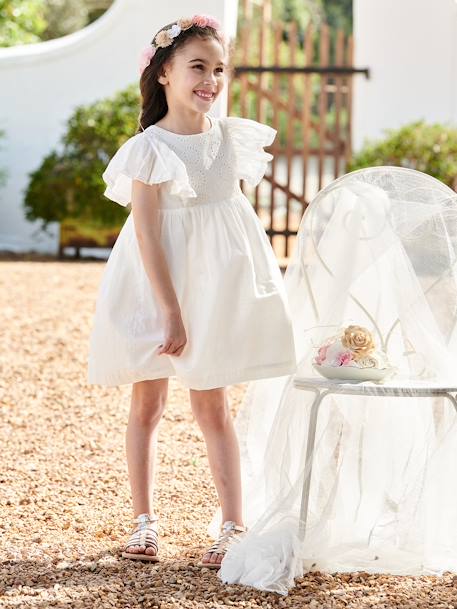 Robe de cérémonie détails broderie anglaise fille écru 3 - vertbaudet enfant 